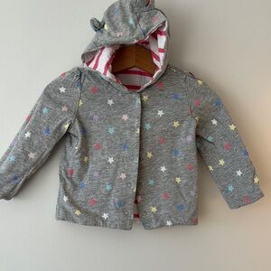 Gray Star Patterned Hoodie for Kids